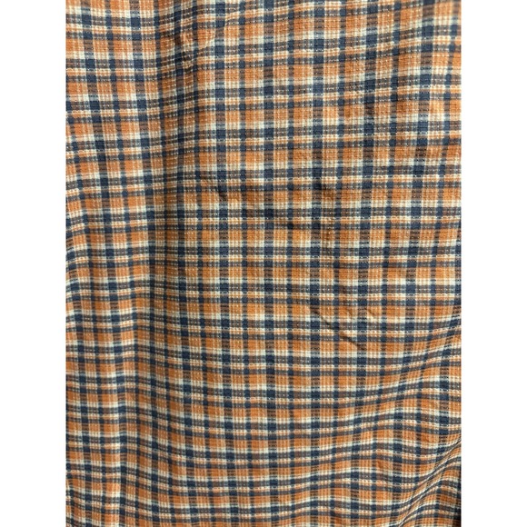 Duluth Trading 2XL Relaxed Fit Plaid Button Shirt Textured Orange Short Sleeve - Picture 2 of 5